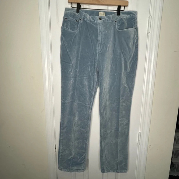 L.L. Bean Vintage High Rise Mom Pants - Size 16 - Light Blue/ Green - Velvet - Picture 1 of 7